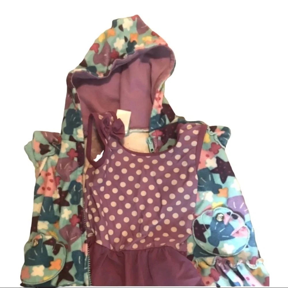 Purple Baby girl swim suit and swim towel shirt set‎